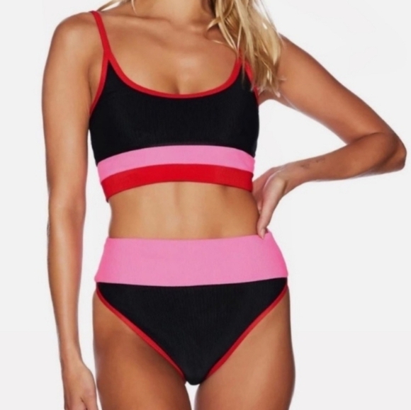 New!Beach Riot Eva Top Emmy Bottom colorblock - Picture 1 of 11
